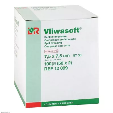 VLIWASOFT Prorezne komprese 7,5x7,5 cm sterilne 4l., 50x2 kom