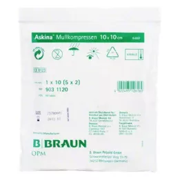 ASKINA Komprese od gaze 10x10 cm sterilne, 5X2 kom