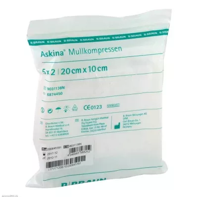 ASKINA Komprese od gaze 10x20 cm sterilne, 5X2 kom