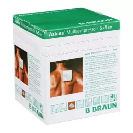 ASKINA Komprese od gaze 5x5 cm sterilne 8 puta, 25x2 kom