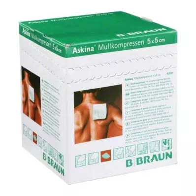 ASKINA Komprese od gaze 5x5 cm sterilne 8 puta, 25x2 kom