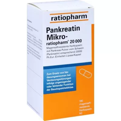 PANKREATIN Micro ratio 20 000 tvrdih kapsula želučanog soka, 100 komada