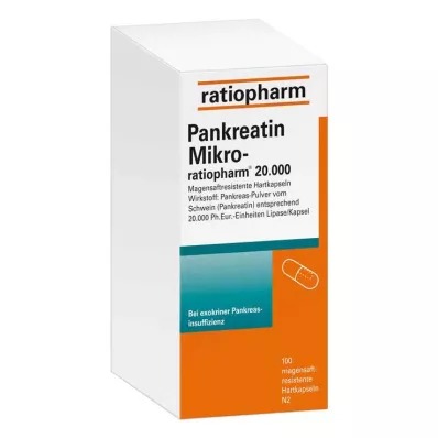 PANKREATIN Micro ratio 20 000 tvrdih kapsula želučanog soka, 100 komada