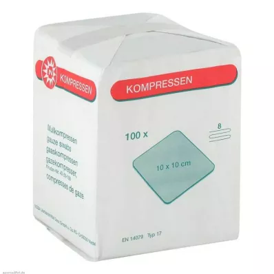 MULLKOMPRESSEN 10x10 cm nesterilno 8-slojno, 100 kom