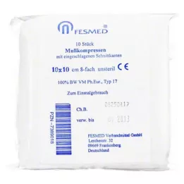 MULLKOMPRESSEN ES 10x10 cm nesterilno 8-slojno, 10 kom