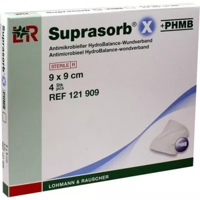 SUPRASORB X+PHMB HydroBalance obloga za rane 9x9 cm, 4 kom