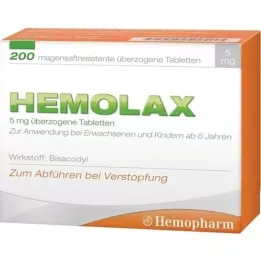 HEMOLAX 5 mg crijevna rezistencija. obložene tablete, 200 kom
