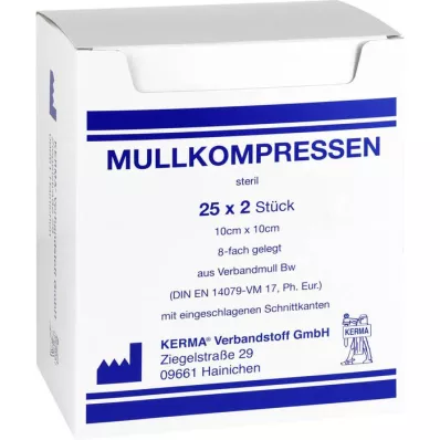 MULLKOMPRESSEN 10x10 cm sterilni 8-slojni BW, 25X2 kom