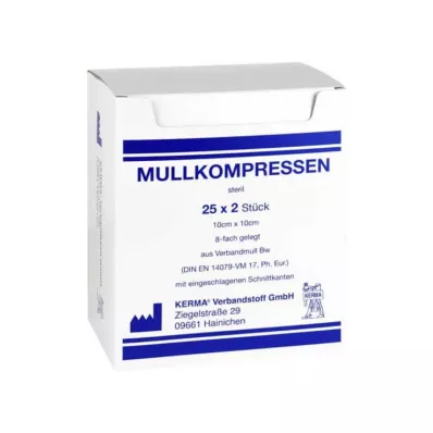 Komprese od gaze 10x10 cm sterilne 8 puta BW, 25x2 kom
