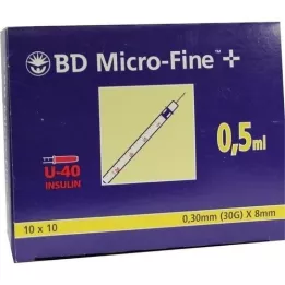 BD MICRO-FINE+ inzulinska štrcaljka 0,5 ml U40 8 mm, 100X0,5 ml