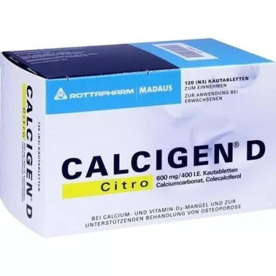 CALCIGEN D Citro 600 mg/400 IU tablete za žvakanje, 120 kom
