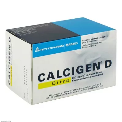 Calcigen D Citro 600 mg / 400 IU tablete za žvakanje, 120 kom