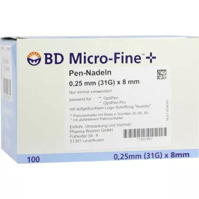 BD Micro-Fine + 8 igala 0,25x8 mm, 100 kom