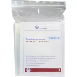 SAUGKOMPRESSEN sterilni 10x10 cm, 5X1 kom