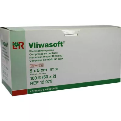 Vliwasoft komprese od flisa 5x5cm 6-slojne sterilne, 50x2 komada
