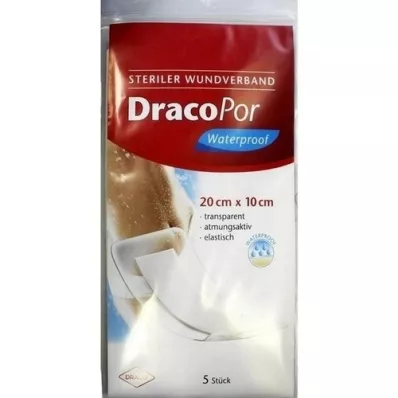 DRACOPOR vodootporna obloga za rane 10x20 cm sterilna, 5 kom