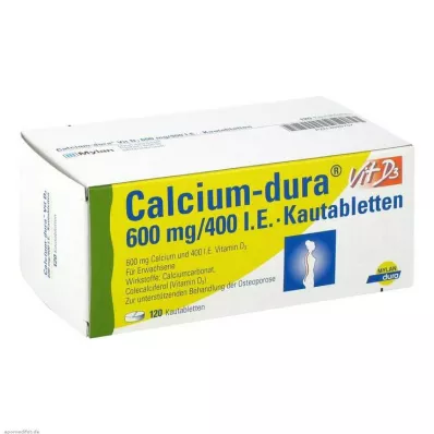 Calcium Dura Vit D3 600 mg / 400 IU tablete za žvakanje, 120 kom Calcium Dura Vit D3 600 mg / 400 IU tablete za žvakanje, 120 kom