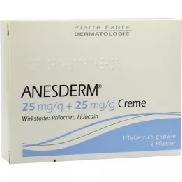 ANESDERM 25 mg/g + 25 mg/g krema + 2 flastera, 5 g