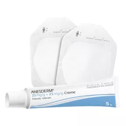 ANESDERM 25 mg/g + 25 mg/g krema + 2 flastera, 5 g