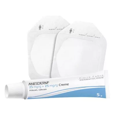 ANESDERM 25 mg/g + 25 mg/g krema + 2 flastera, 5 g