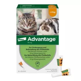 ADVANTAGE 40 mg otopina za male mačke/male ukrasne kuniće, 4X0,4 ml