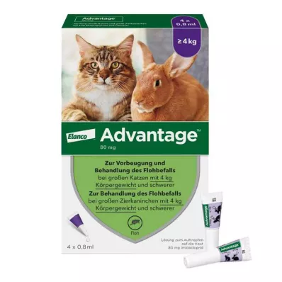 Advantage 80 za velike mačke i ukrasne kuniće od 4 kg, 4X0,8 ml Advantage 80 za velike mačke i ukrasne kuniće od 4 kg, 4X0,8 ml