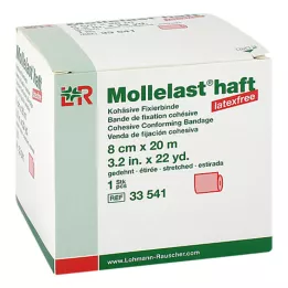 MOLLELAST ljepljivi zavoji bez lateksa 8 cmx20 m crveni, 1 kom