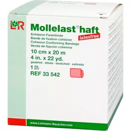 MOLLELAST ljepljivi zavoji bez lateksa 10 cmx20 m crveni, 1 kom