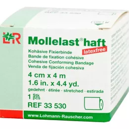 MOLLELAST ljepljivi zavoji bez lateksa 4 cmx4 m bijeli, 1 kom