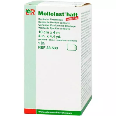 MOLLELAST ljepljivi zavoji bez lateksa 10 cmx4 m bijeli, 1 kom
