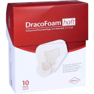 DRACOFOAM Ljepljiva pjenasta obloga za rane 5x5 cm, 10 kom