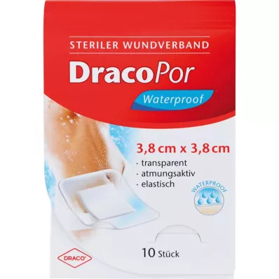 DRACOPOR vodootporna obloga za rane 3,8x3,8 cm sterilna, 10 kom