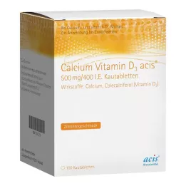 CALCIUM VITAMIN D3 acis 500 mg/400 IU tableta za žvakanje, 100 kom