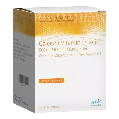 Calcium Vitamin D3 acis® 500 mg/400 IU tablete za žvakanje, 120 kom