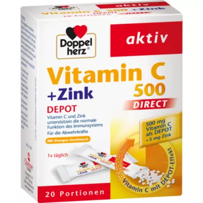 DOPPELHERZ Vitamin C 500+Zinc Depot DIRECT Pelete, 20 kom