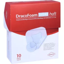 DRACOFOAM Infekcijski ljepljivi pjenasti jastučić za rane 5x5 cm, 10 kom