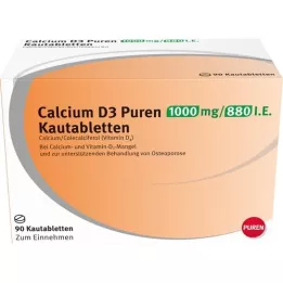 CALCIUM D3 Puren 1000 mg/880 IU tablete za žvakanje, 90 kom