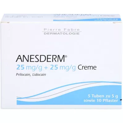 ANESDERM 25 mg/g + 25 mg/g krema + 10 flastera, 5X5 g