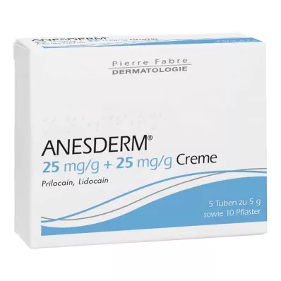 ANESDERM 25 mg/g + 25 mg/g krema + flaster, 5X5 g