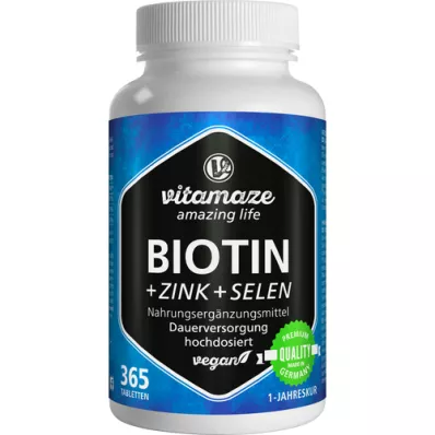 BIOTIN 10 mg visoka doza + cink + selen tablete, 365 kom