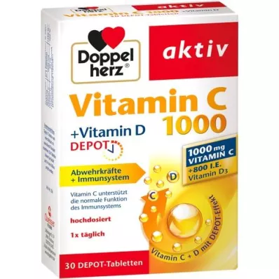 DOPPELHERZ Vitamin C 1000+Vitamin D Depot active, 30 kom