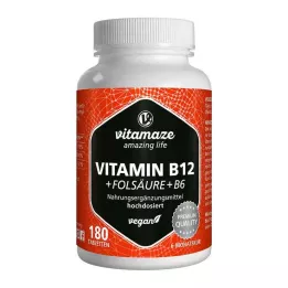VITAMIN B12 1000 µg visoka doza + B9 + B6 veganske tablete, 180 kom
