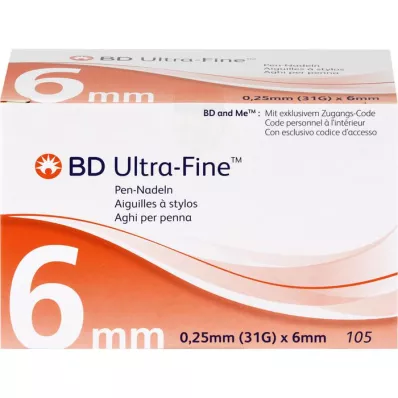 BD ULTRA-FINE Pen igle 6 mm 31 G 0,25 mm, 105 kom