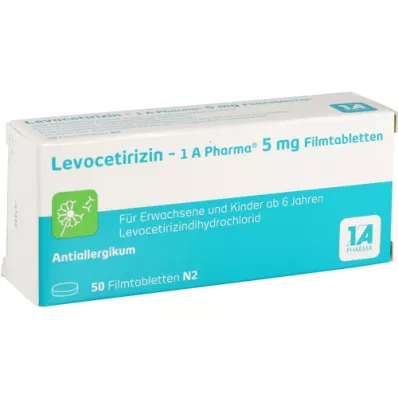 LEVOCETIRIZIN-1A Pharma 5 mg filmom obložene tablete, 50 kom