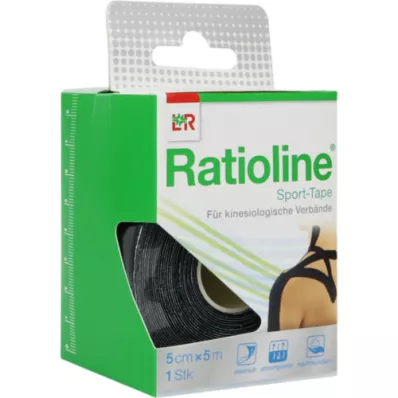 RATIOLINE Sportska traka 5 cmx5 m crna, 1 kom