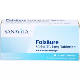 FOLSÄURE SANAVITA 5 mg tablete, 20 kom