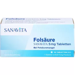 FOLSÄURE SANAVITA 5 mg tablete, 50 kom