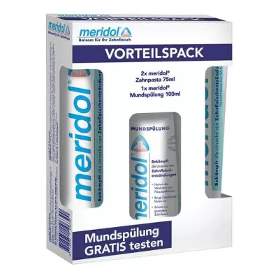 MERIDOL Vrijednost paste za zube + 100 ml sredstva za ispiranje, 2X75 ml