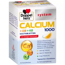 DOPPELHERZ Calcium 1000+D3+K2 sistem tablete za žvakanje, 60 kom