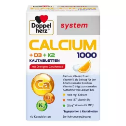 DOPPELHERZ Calcium 1000+D3+K2 sistem tablete za žvakanje, 60 kom
